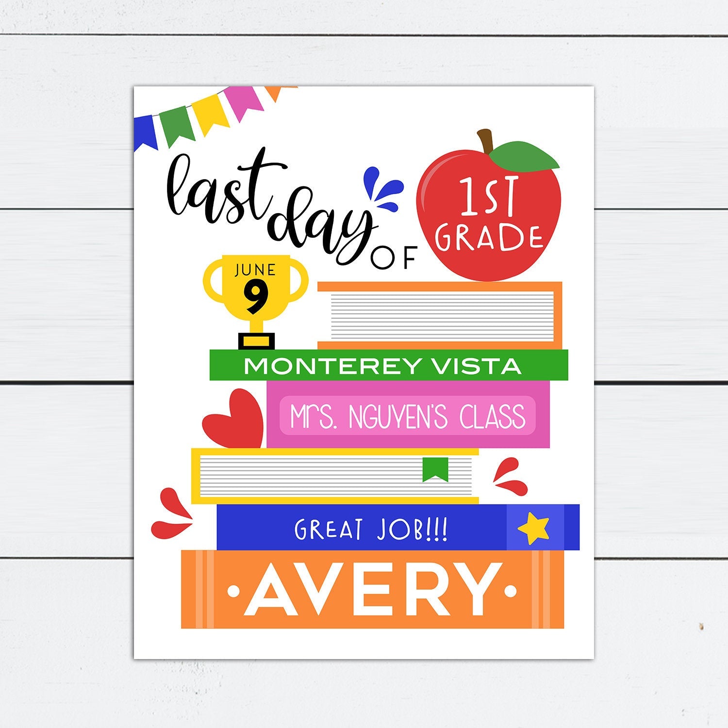 First Day of School Sign Back to School Sign Personalizable 