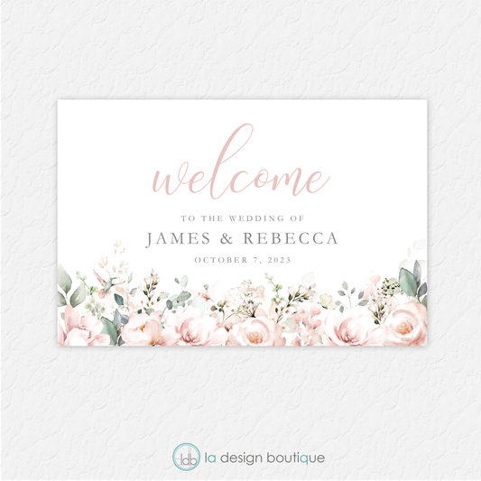 Hummingbird Florals Wedding Welcome Sign - Canva Digital Template