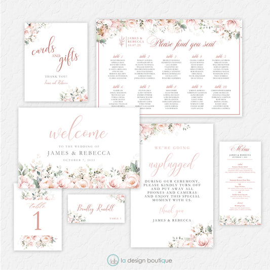 Hummingbird Florals Wedding Collection - Canva Digital Template Bundle