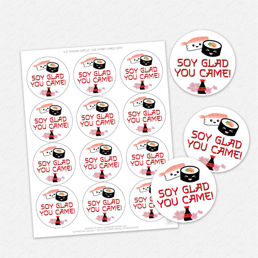 Sushi Round Labels - DIGITAL DOWNLOAD