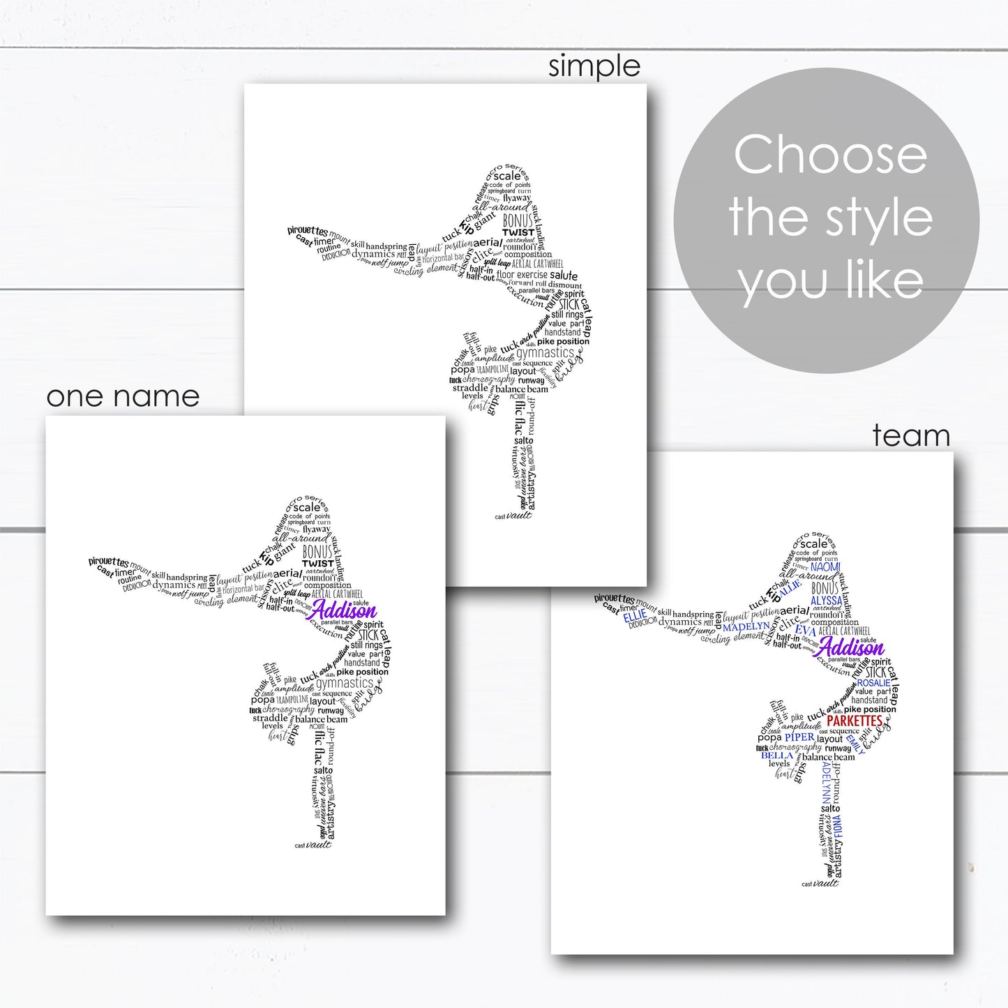 Personalized Gymnastics Typography Wall Art